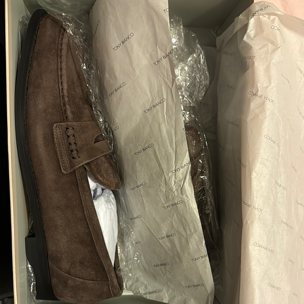Tony Bianco Men’s Brown Suede Penny Loafers